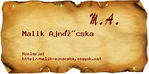 Malik Ajnácska névjegykártya